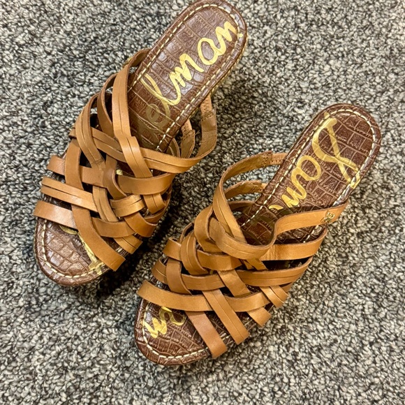 Sam Edelman Brown Woven Wedge Sandals - Picture 3 of 7